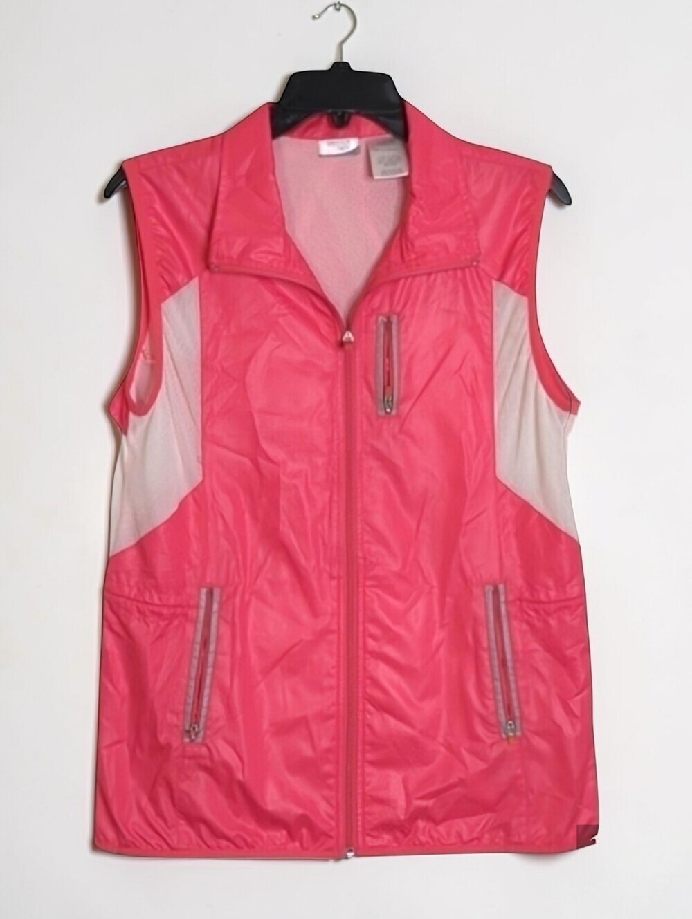 Danskin Now Windbreaker Vest Coral & White Mesh Retro Sport  Lightweight M
